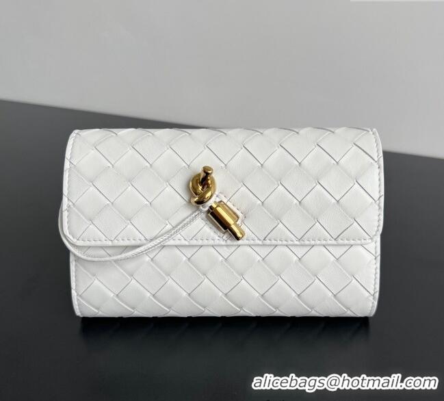 Unique Discount Bottega Veneta Andiamo Large Wallet in Intrecciato Leather 741504 White 2024