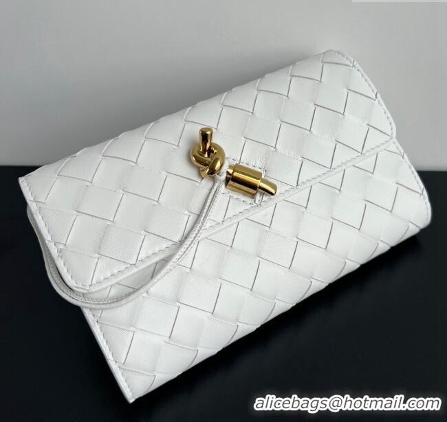 Unique Discount Bottega Veneta Andiamo Large Wallet in Intrecciato Leather 741504 White 2024