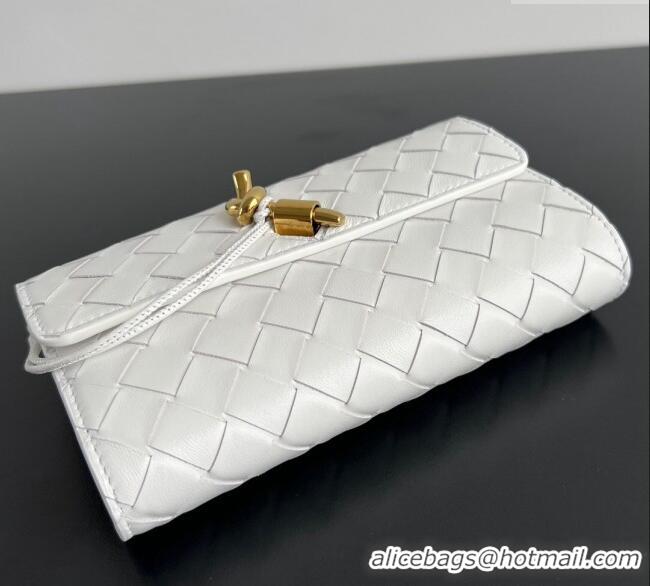 Unique Discount Bottega Veneta Andiamo Large Wallet in Intrecciato Leather 741504 White 2024