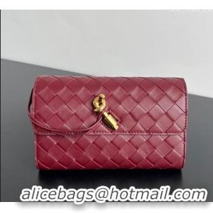 Good Taste Bottega Veneta Andiamo Large Wallet in Intrecciato Leather 741504 Burgundy 2024