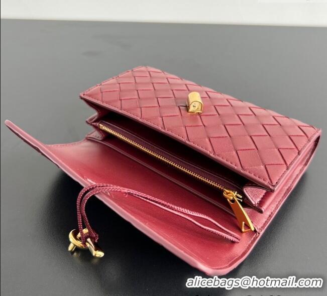 Good Taste Bottega Veneta Andiamo Large Wallet in Intrecciato Leather 741504 Burgundy 2024