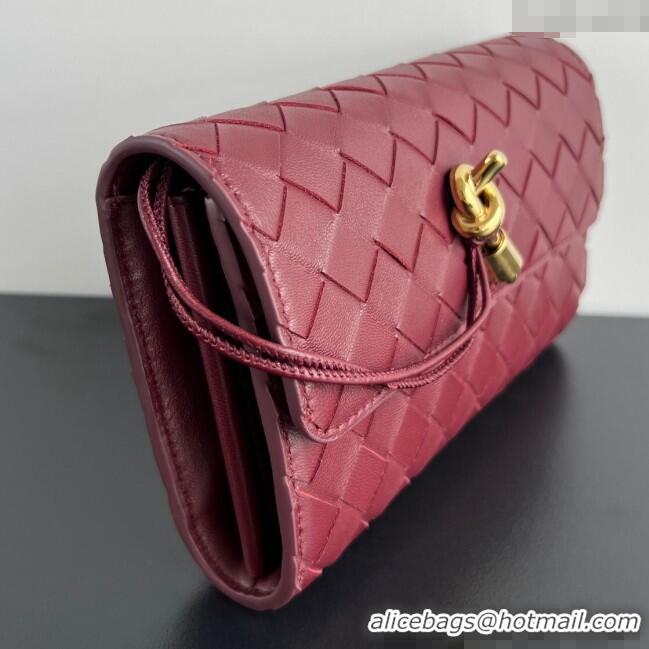 Good Taste Bottega Veneta Andiamo Large Wallet in Intrecciato Leather 741504 Burgundy 2024