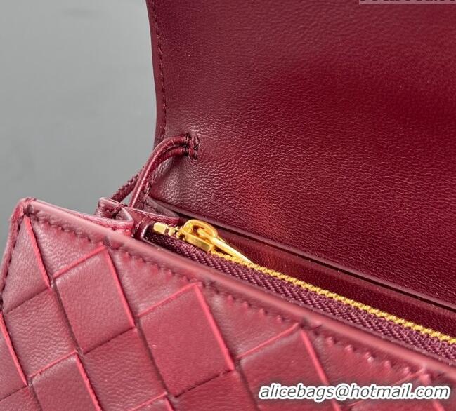 Good Taste Bottega Veneta Andiamo Large Wallet in Intrecciato Leather 741504 Burgundy 2024