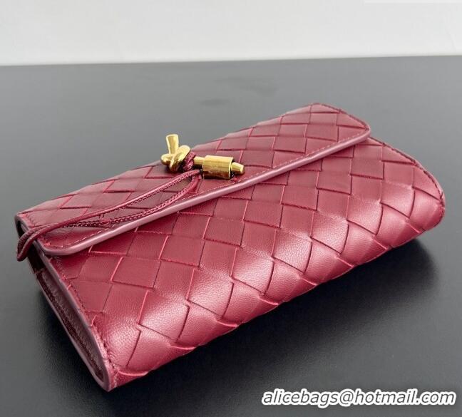 Good Taste Bottega Veneta Andiamo Large Wallet in Intrecciato Leather 741504 Burgundy 2024