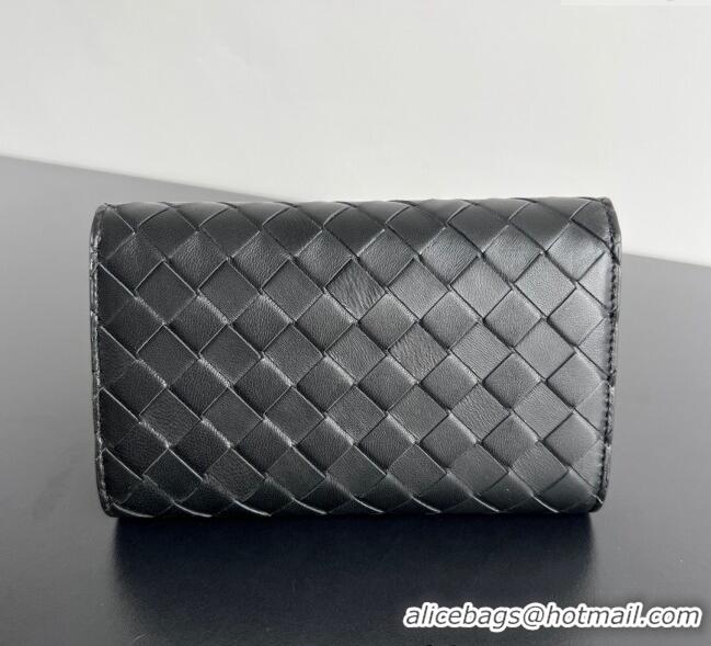 Most Popular Bottega Veneta Andiamo Large Wallet in Intrecciato Leather 741504 Black 2024