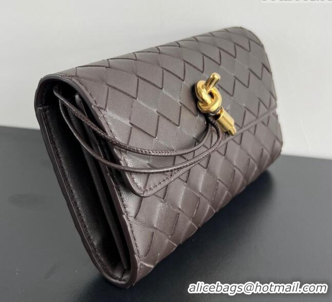 Luxury Cheap Bottega Veneta Andiamo Large Wallet in Intrecciato Leather 741504 Fondant Brown 2024