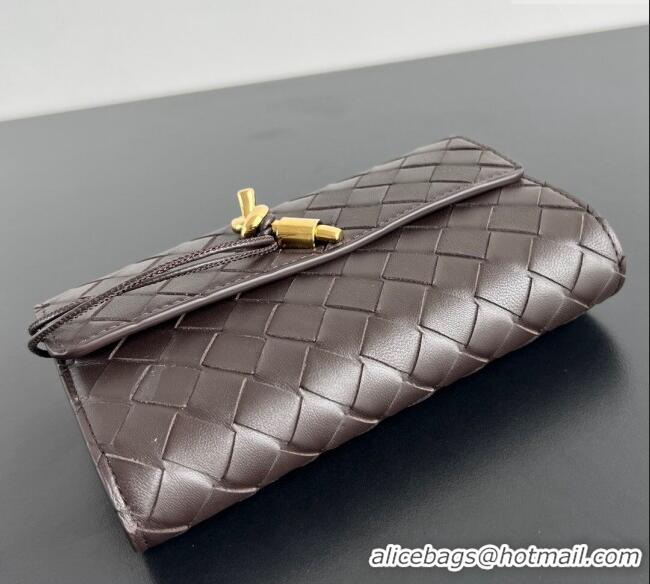 Luxury Cheap Bottega Veneta Andiamo Large Wallet in Intrecciato Leather 741504 Fondant Brown 2024