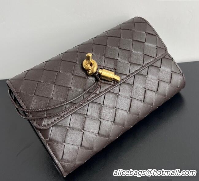 Luxury Cheap Bottega Veneta Andiamo Large Wallet in Intrecciato Leather 741504 Fondant Brown 2024