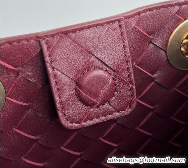 Shop Discount Bottega Veneta Small Parachute Chain Bag in Intrecciato Leather 817175 Burgundy 2024