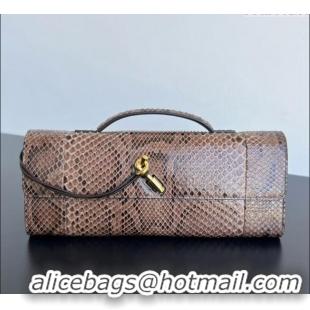 Famous Brand Bottega Veneta Andiamo Clutch Bag in python leather 794945 Fondant Brown 2024