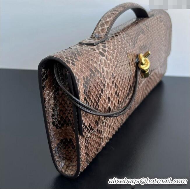 Famous Brand Bottega Veneta Andiamo Clutch Bag in python leather 794945 Fondant Brown 2024