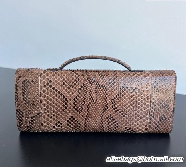 Famous Brand Bottega Veneta Andiamo Clutch Bag in python leather 794945 Fondant Brown 2024