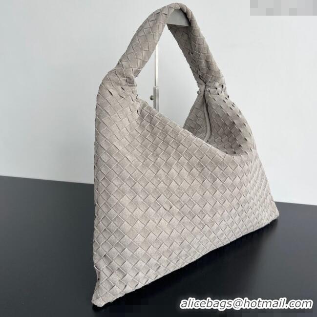 Most Popular Bottega Veneta Large Hop Hobo Bag Intrecciato Suede 763970 Grey 2024