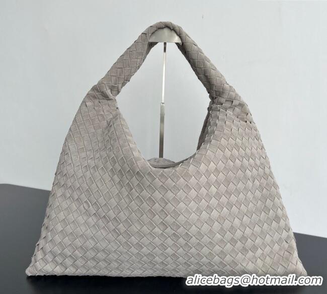 Most Popular Bottega Veneta Large Hop Hobo Bag Intrecciato Suede 763970 Grey 2024