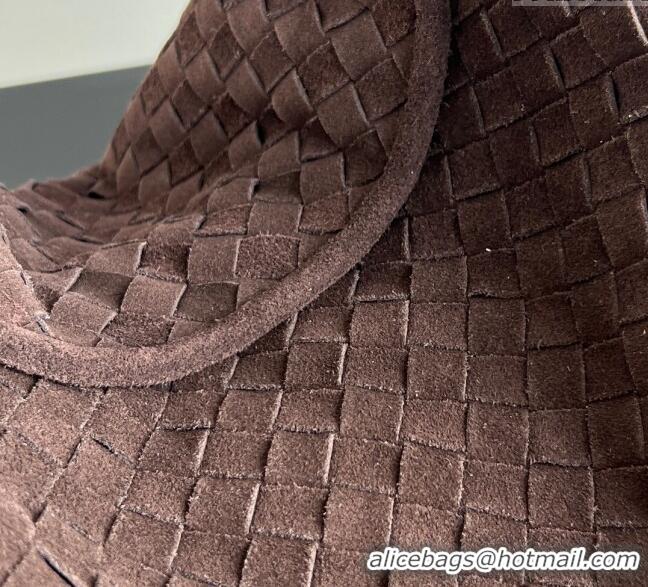 Top Design Bottega Veneta Large Hop Hobo Bag Intrecciato Suede 763970 Fondant Brown 2024