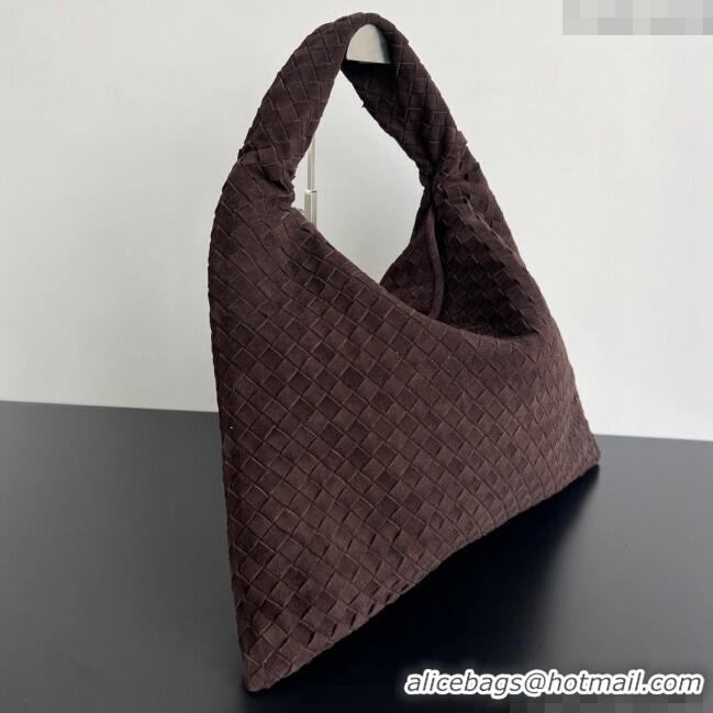 Top Design Bottega Veneta Large Hop Hobo Bag Intrecciato Suede 763970 Fondant Brown 2024