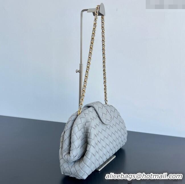 Top Design Bottega Veneta Lauren 1980 Clutch bag With Chain in Intrecciato Leather 785807 Grey 2024