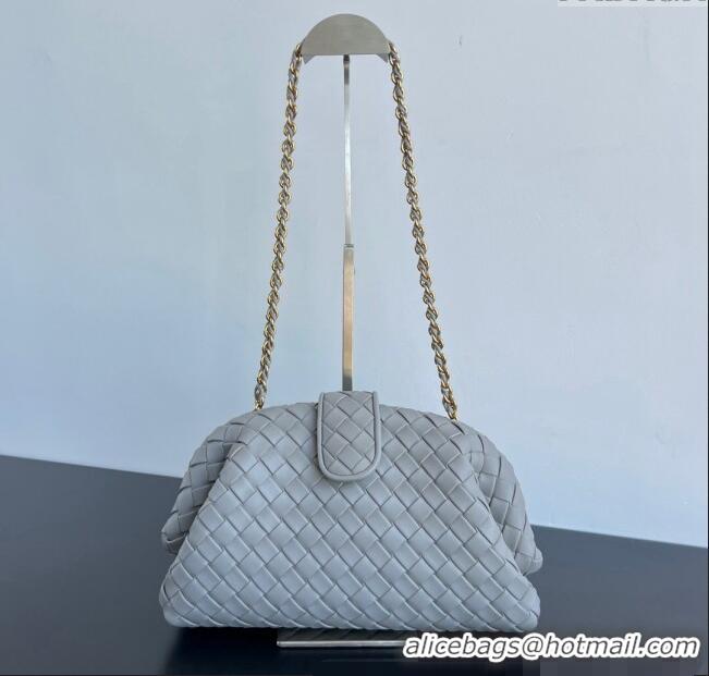 Top Design Bottega Veneta Lauren 1980 Clutch bag With Chain in Intrecciato Leather 785807 Grey 2024