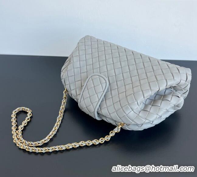 Top Design Bottega Veneta Lauren 1980 Clutch bag With Chain in Intrecciato Leather 785807 Grey 2024