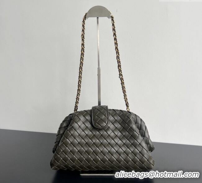 Top Grade Bottega Veneta Lauren 1980 Clutch bag With Chain in Intrecciato Leather 785807 Khaki Green 2024