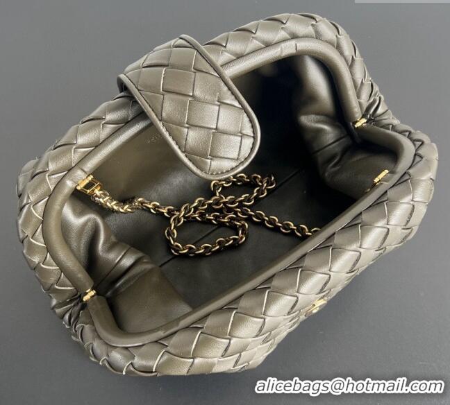 Top Grade Bottega Veneta Lauren 1980 Clutch bag With Chain in Intrecciato Leather 785807 Khaki Green 2024