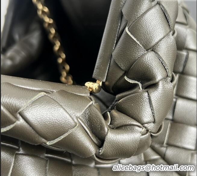 Top Grade Bottega Veneta Lauren 1980 Clutch bag With Chain in Intrecciato Leather 785807 Khaki Green 2024