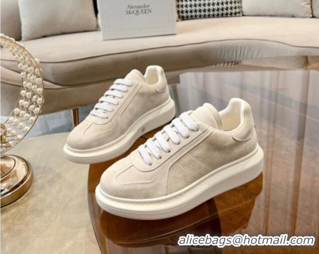 Hot Style Alexander McQueen Oversized Retro Sneakers in Suede Light Grey 1225060