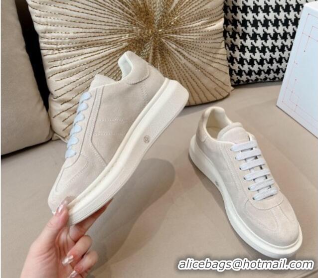 Hot Style Alexander McQueen Oversized Retro Sneakers in Suede Light Grey 1225060