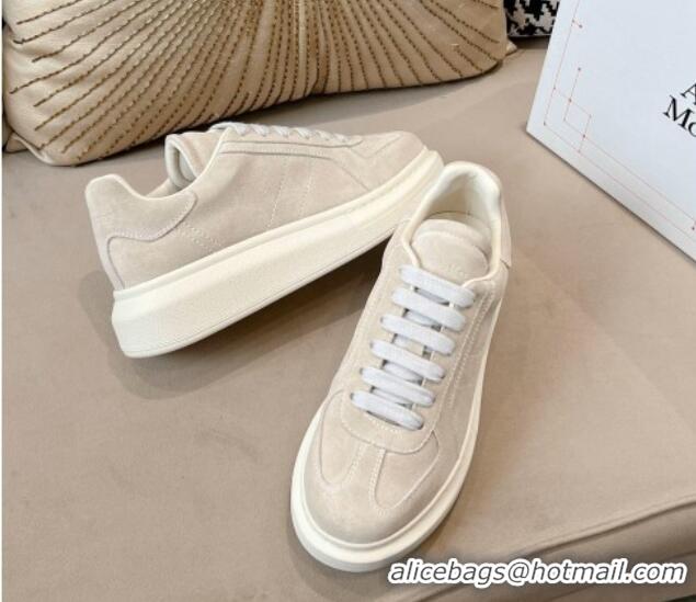 Hot Style Alexander McQueen Oversized Retro Sneakers in Suede Light Grey 1225060