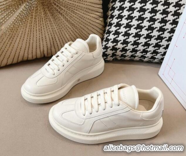 Classic Hot Alexander McQueen Oversized Retro Sneakers in Calfskin Leather White 1225061