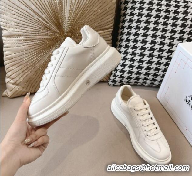 Classic Hot Alexander McQueen Oversized Retro Sneakers in Calfskin Leather White 1225061