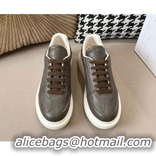 Grade Quality Alexander McQueen Oversized Retro Sneakers in Calfskin Leather Dark Grey 1225062