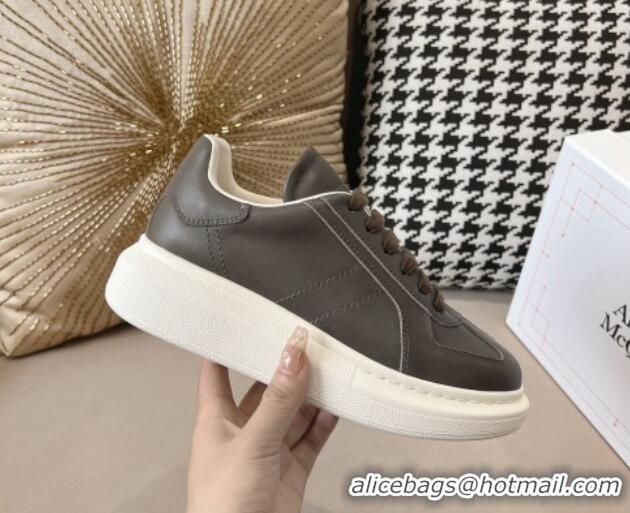 Grade Quality Alexander McQueen Oversized Retro Sneakers in Calfskin Leather Dark Grey 1225062