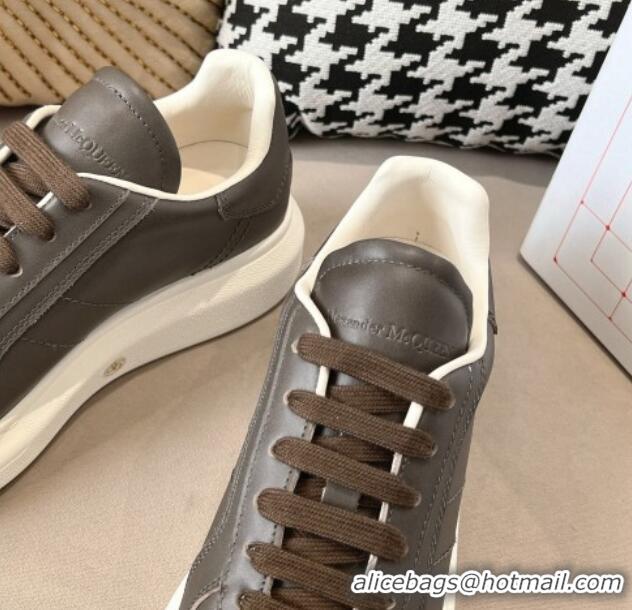 Grade Quality Alexander McQueen Oversized Retro Sneakers in Calfskin Leather Dark Grey 1225062