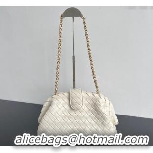 Low Cost Bottega Veneta Lauren 1980 Clutch bag With Chain in Intrecciato Leather 785807 White 2024