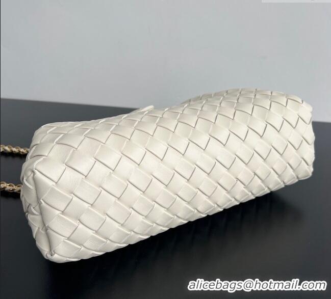 Low Cost Bottega Veneta Lauren 1980 Clutch bag With Chain in Intrecciato Leather 785807 White 2024