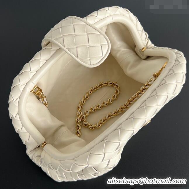 Low Cost Bottega Veneta Lauren 1980 Clutch bag With Chain in Intrecciato Leather 785807 White 2024