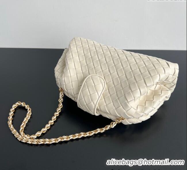 Low Cost Bottega Veneta Lauren 1980 Clutch bag With Chain in Intrecciato Leather 785807 White 2024