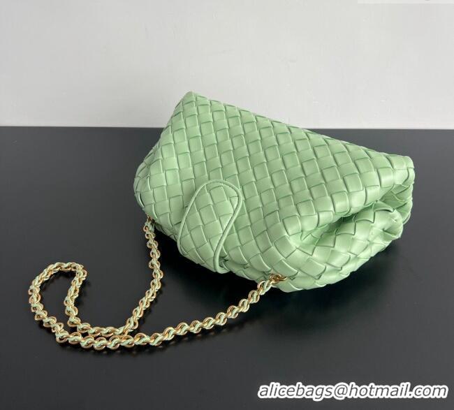 High Quality Bottega Veneta Lauren 1980 Clutch bag With Chain in Intrecciato Leather 785807 Light Green 2024