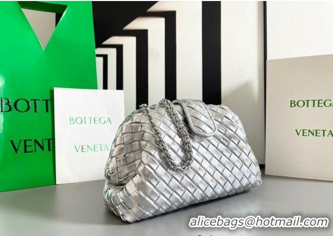 Well Crafted Bottega Veneta Lauren 1980 Clutch bag With Chain in Intrecciato Leather 785807 Silver 2024