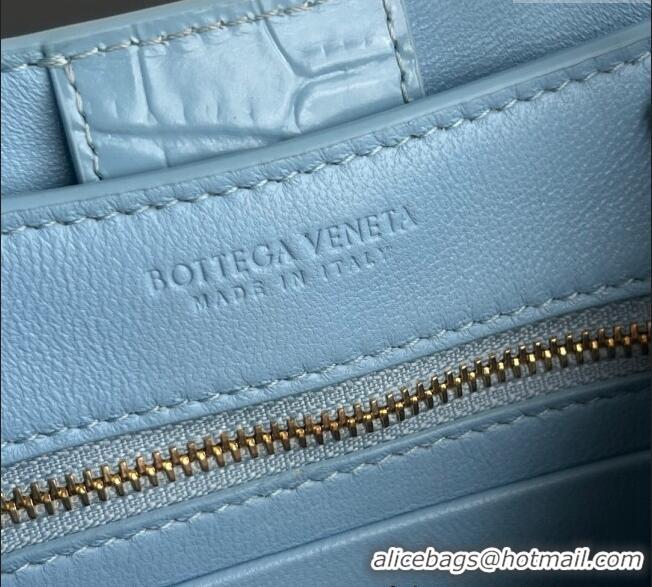 Grade Quality Bottega Veneta Andiamo Mini Bag in Crocodile Embossed Leather 773733 Light Blue 2024