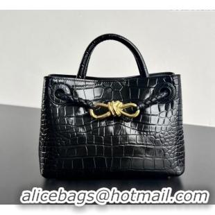 Promotional Bottega Veneta Andiamo Mini Bag in Crocodile Embossed Leather 777614 Black 2024