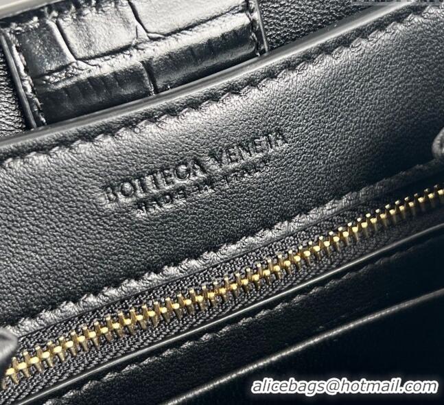 Promotional Bottega Veneta Andiamo Mini Bag in Crocodile Embossed Leather 777614 Black 2024