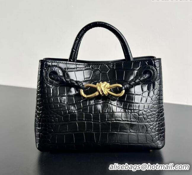 Promotional Bottega Veneta Andiamo Mini Bag in Crocodile Embossed Leather 777614 Black 2024