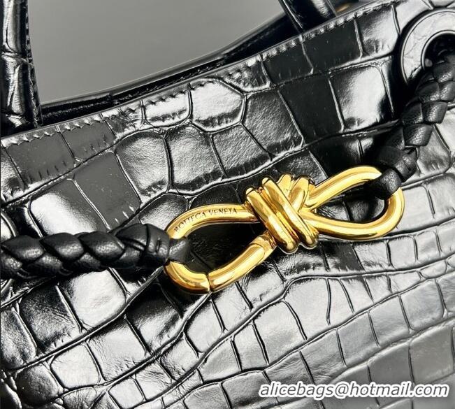 Promotional Bottega Veneta Andiamo Mini Bag in Crocodile Embossed Leather 777614 Black 2024