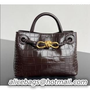 Classic Grade Bottega Veneta Andiamo Mini Bag in Crocodile Embossed Leather 777614 Fondant Brown 2024