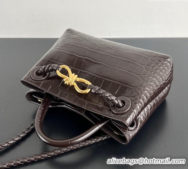 Classic Grade Bottega Veneta Andiamo Mini Bag in Crocodile Embossed Leather 777614 Fondant Brown 2024