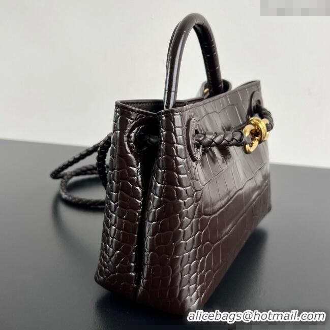 Classic Grade Bottega Veneta Andiamo Mini Bag in Crocodile Embossed Leather 777614 Fondant Brown 2024