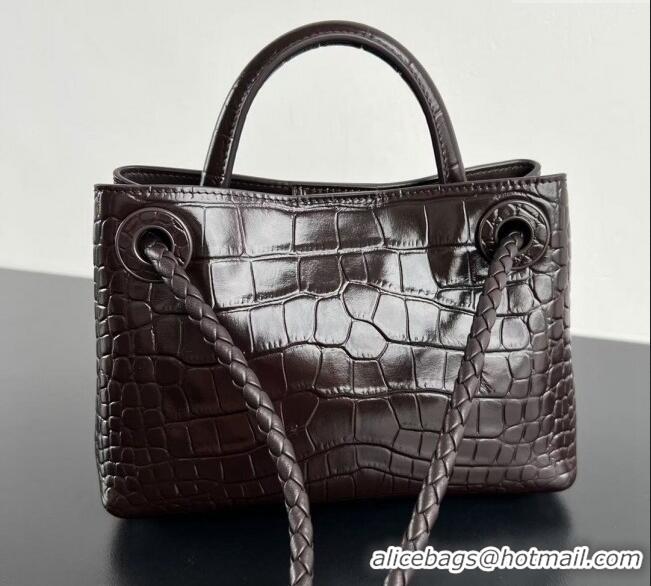 Classic Grade Bottega Veneta Andiamo Mini Bag in Crocodile Embossed Leather 777614 Fondant Brown 2024