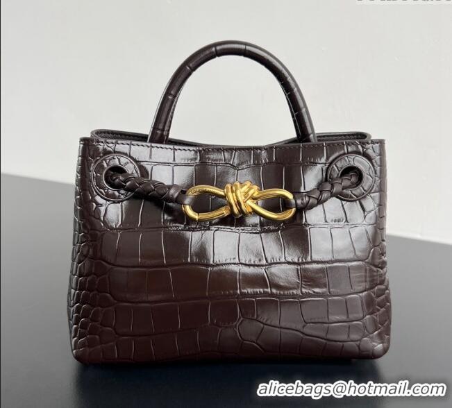 Classic Grade Bottega Veneta Andiamo Mini Bag in Crocodile Embossed Leather 777614 Fondant Brown 2024